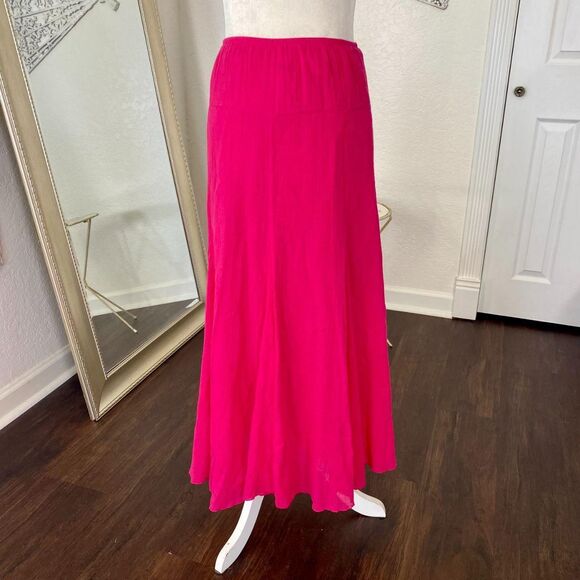 Ruby Road  Fairy Coquette Bright Pink Cotton Flowy Full Midi Maxi Skirt 10 / M - Picture 4 of 5